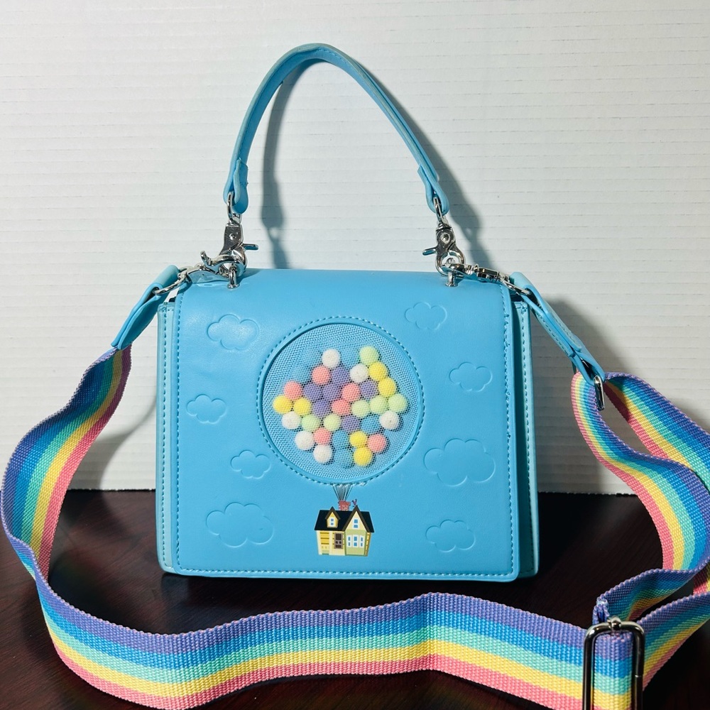 Loungefly Blue Crossbody Bag with Rainbow Strap